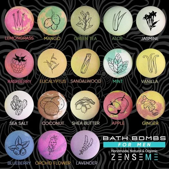 Bath Bombs for Men, Gift Set of 18 Scented Organic Handmade Bath Bombs of 2.5 oz